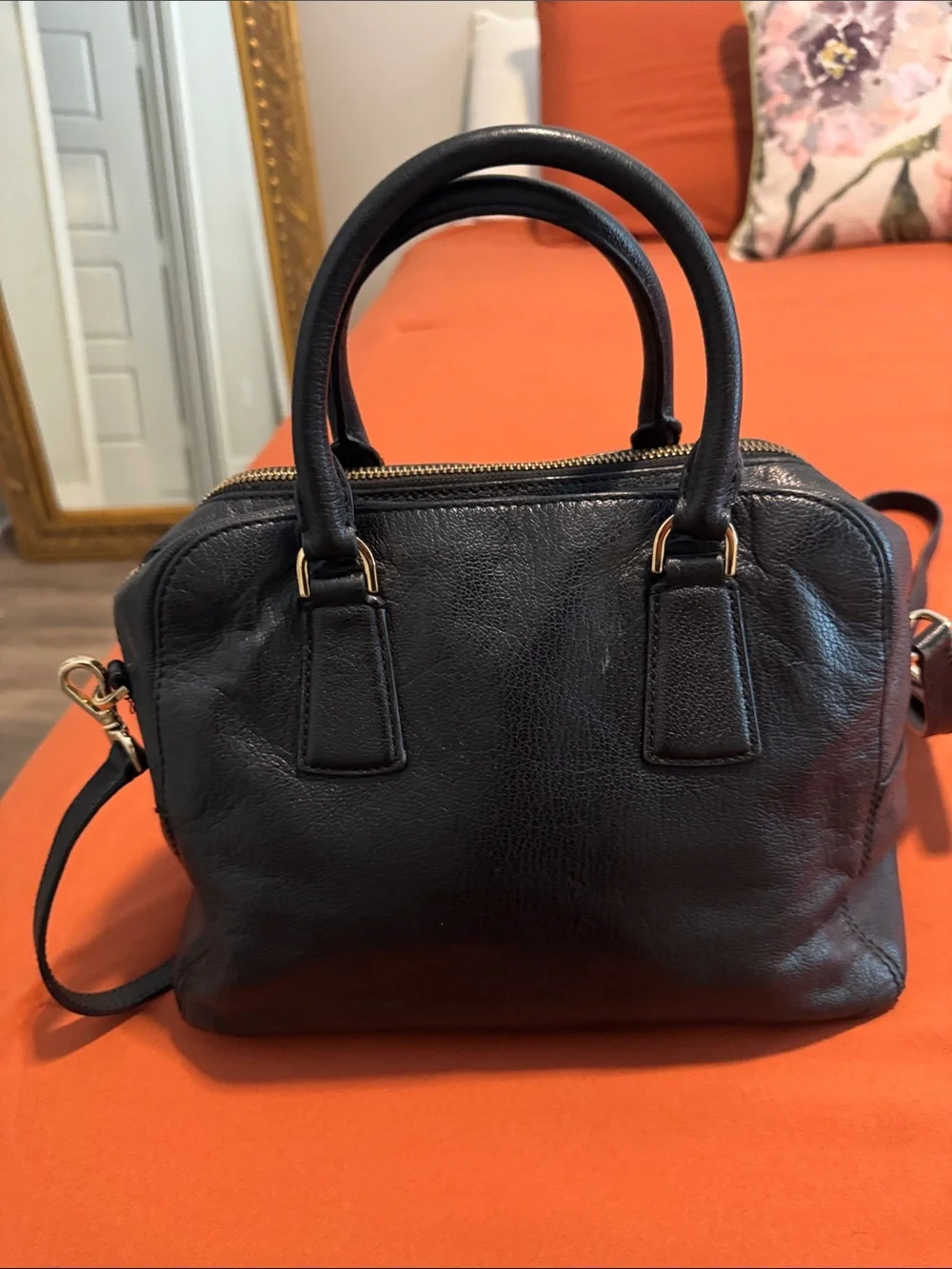 Michael Kors Alexis LG Black Leather Satchel 38S6YZES2L